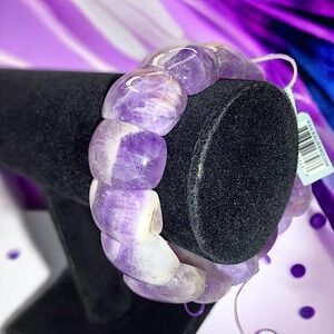 NWT! Alexander Kalifano Amethyst Natural Gemstone Elastic Bracelet!